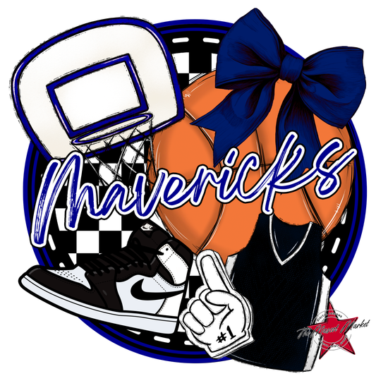 Mavericks Circle Basketball Design-Blue