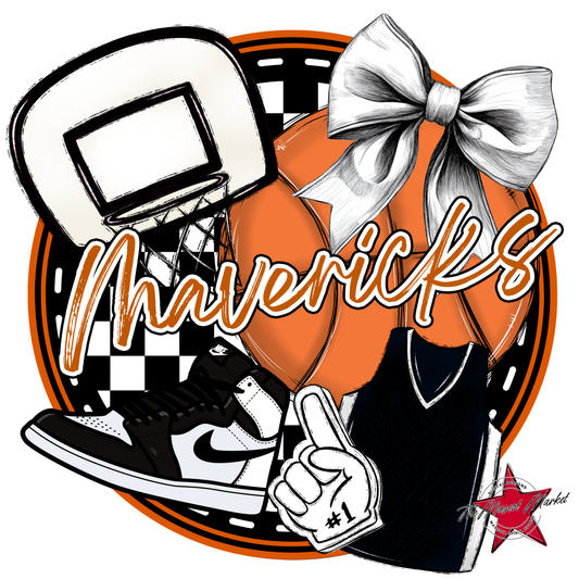 Mavericks Circle Basketball Design-Burnt Orange