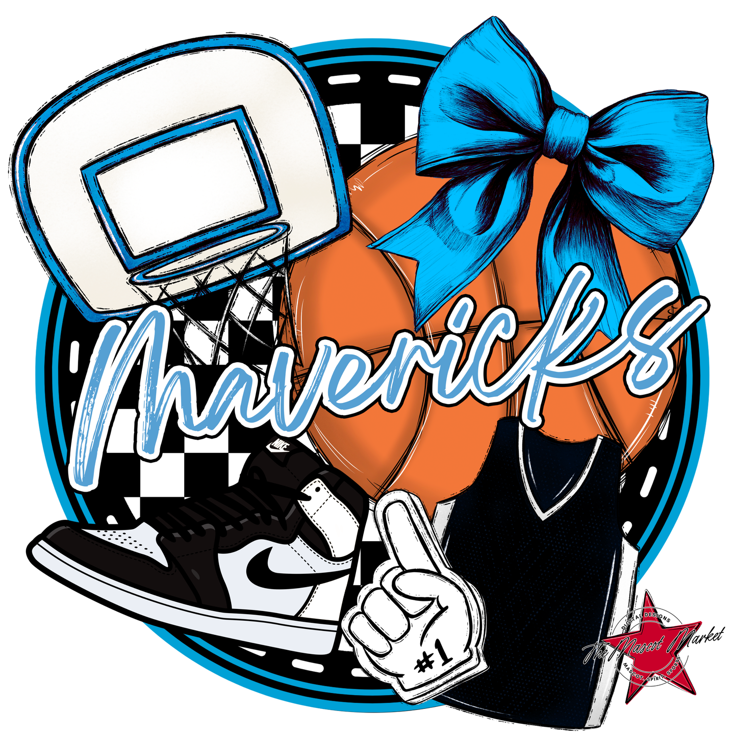 Mavericks Circle Basketball Design-Carolina Blue