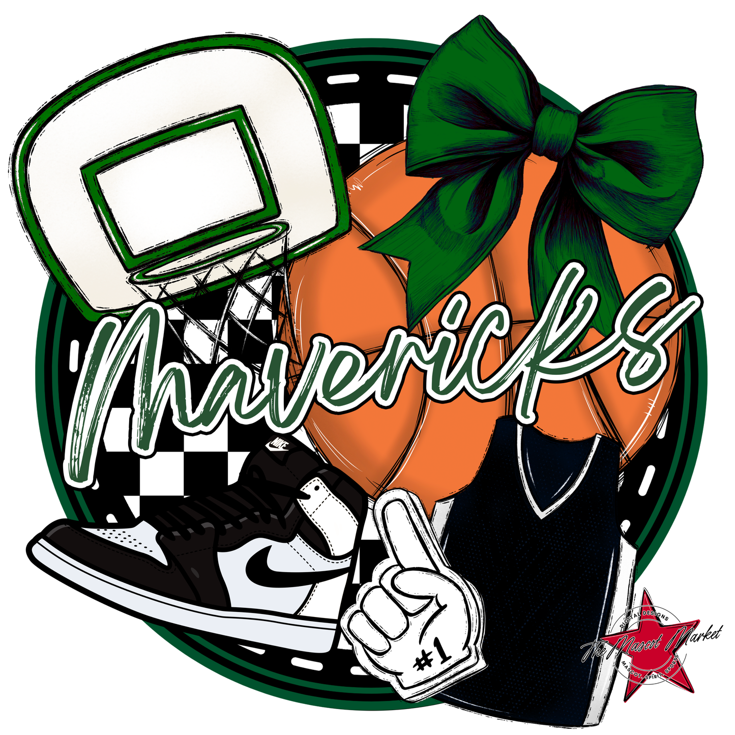 Mavericks Circle Basketball Design-Green