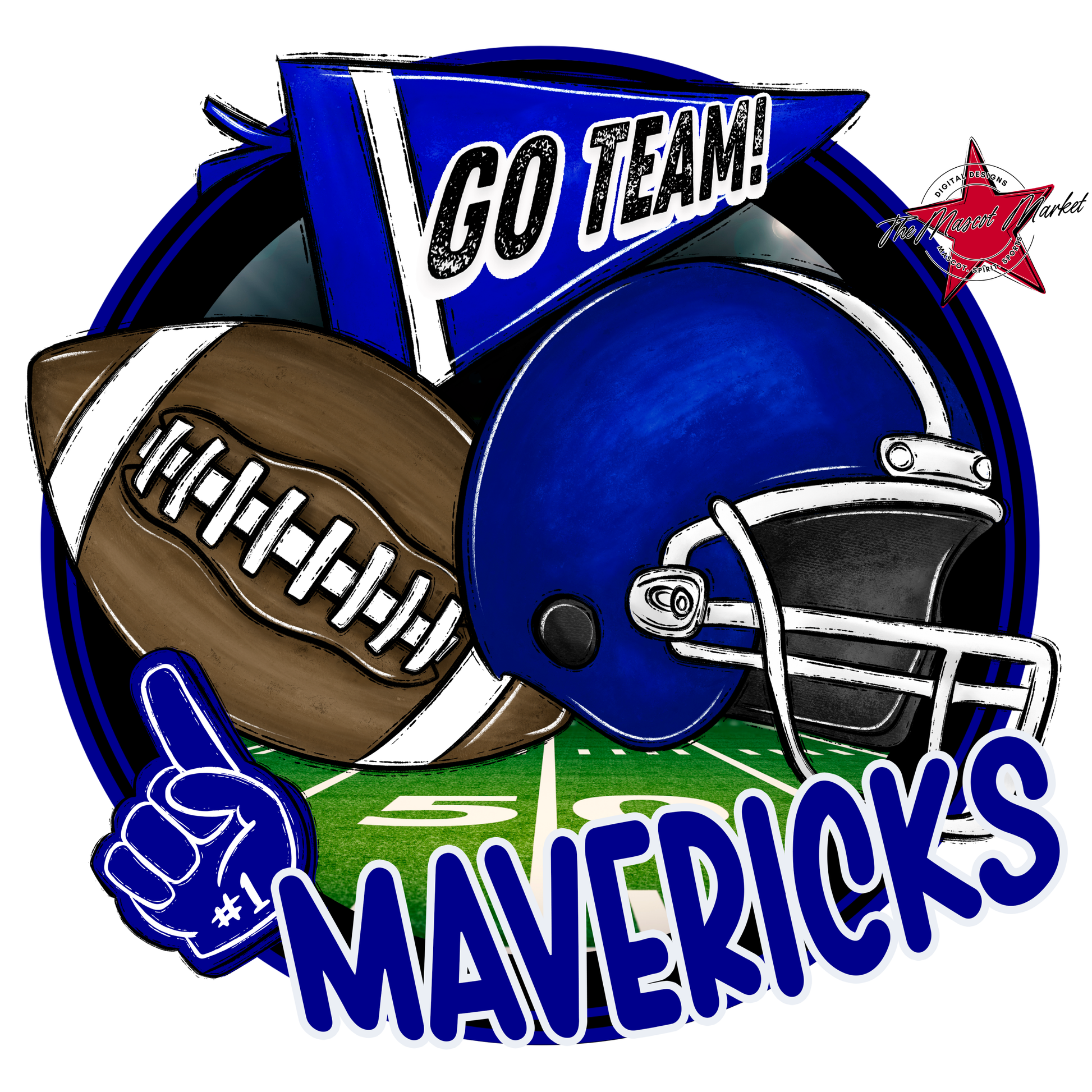 Mavericks Circle Football Design-Blue