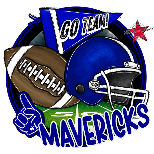Mavericks Circle Football Design-Blue