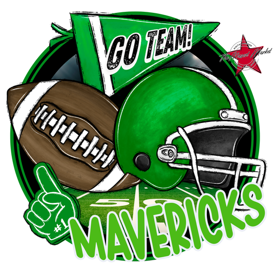 Mavericks Circle Football Design-Bright Green