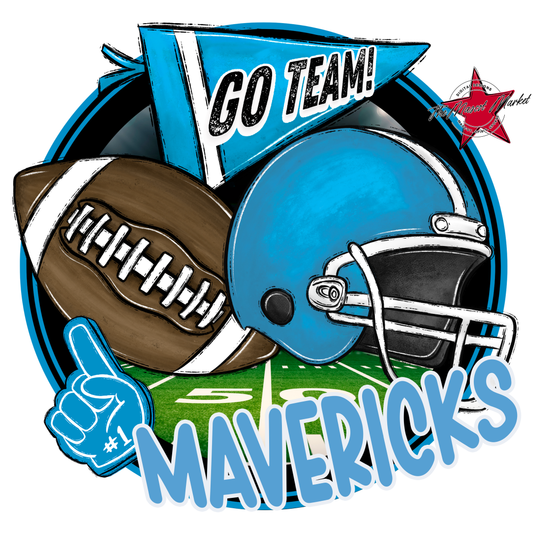 Mavericks Circle Football Design-Carolina Blue