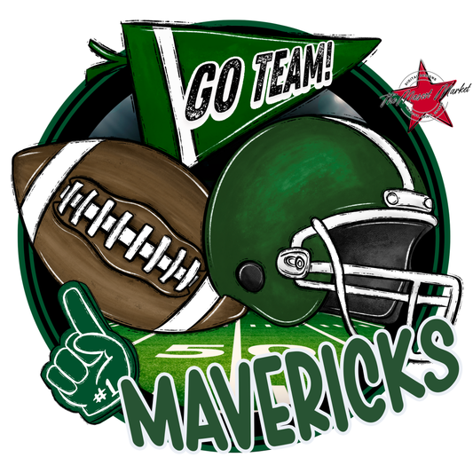 Mavericks Circle Football Design-Green