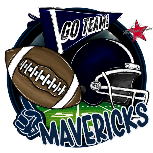 Mavericks Circle Football Design-Navy