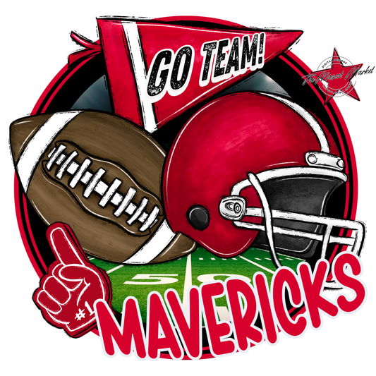 Mavericks Circle Football Design-Red