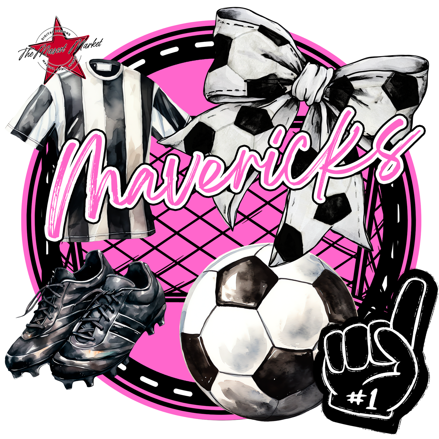 Mavericks Circle Soccer Design-Baby Pink