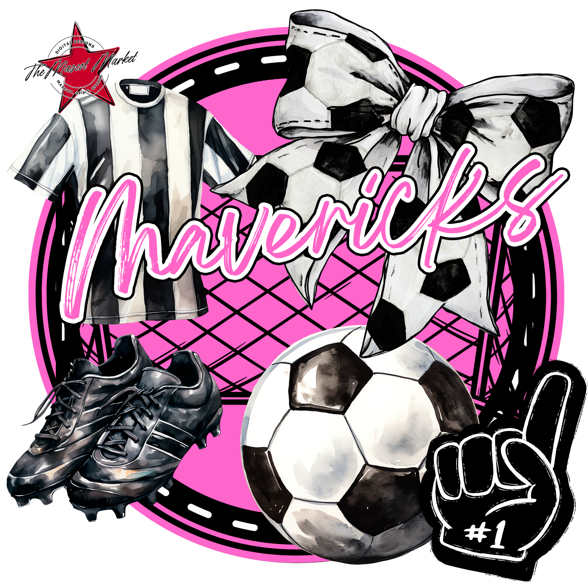 Mavericks Circle Soccer Design-Baby Pink