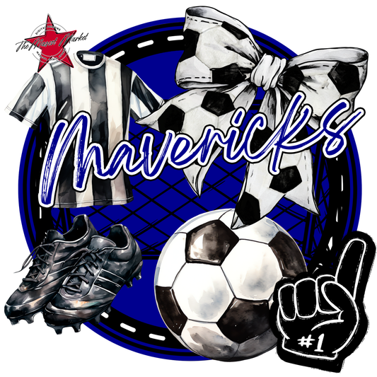 Mavericks Circle Soccer Design-Blue