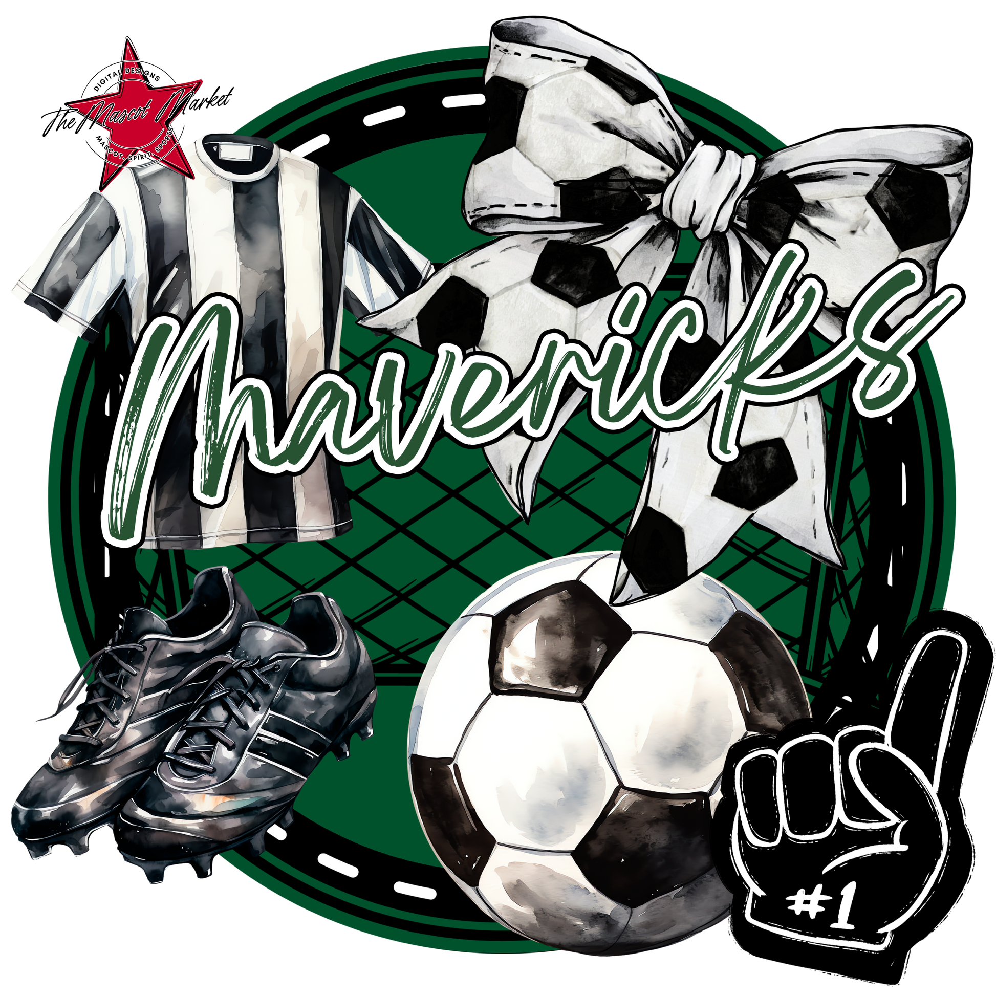 Mavericks Circle Soccer Design-Green
