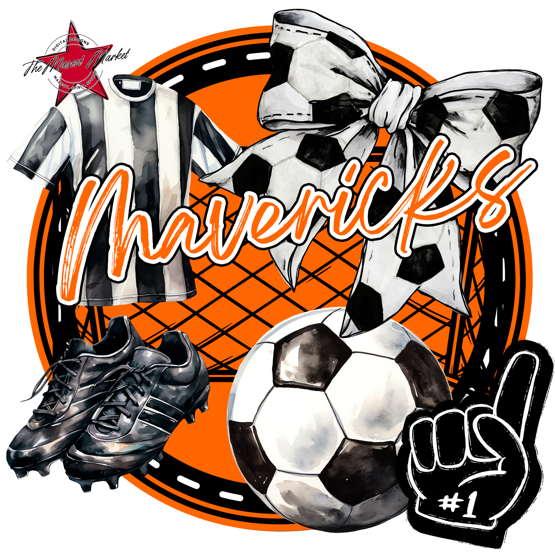 Mavericks Circle Soccer Design-Orange