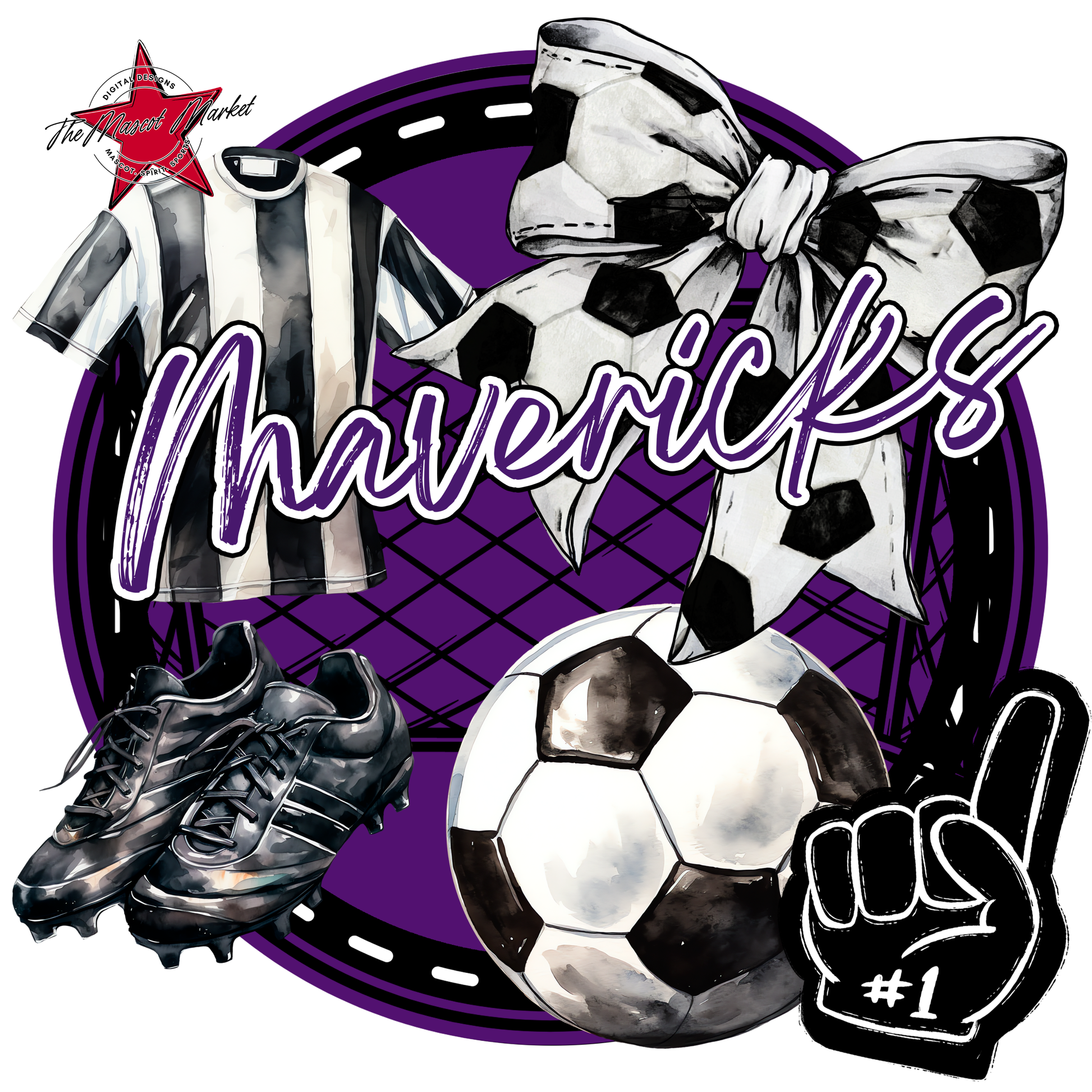 Mavericks Circle Soccer Design-Purple