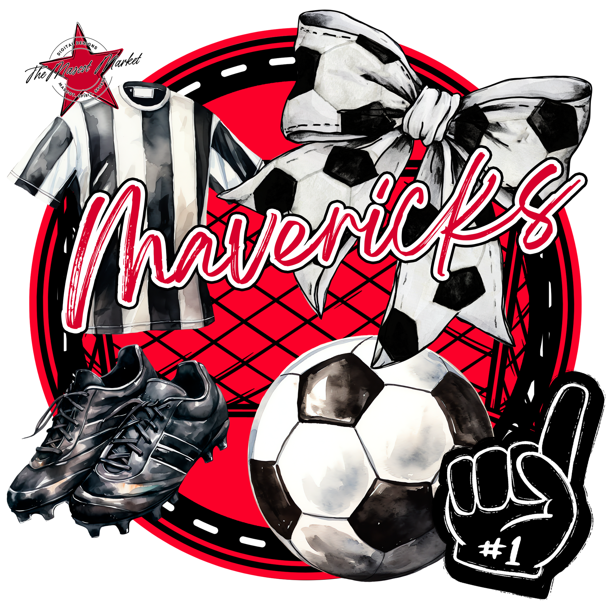 Mavericks Circle Soccer Design-Red