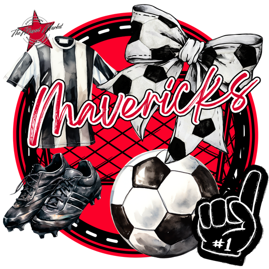 Mavericks Circle Soccer Design-Red