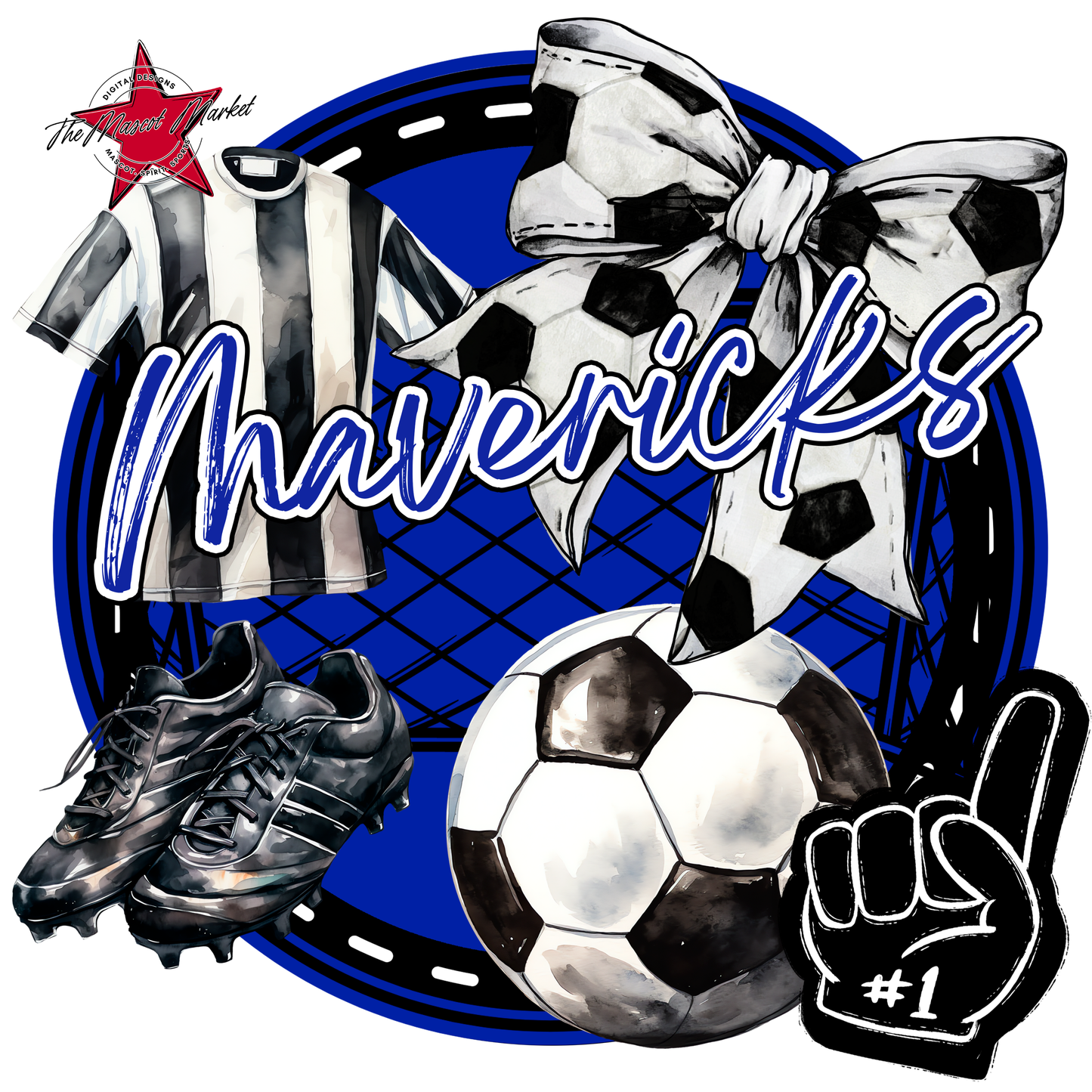 Mavericks Circle Soccer Design-Royal Blue