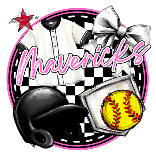 Mavericks Circle Softball Design-Baby Pink