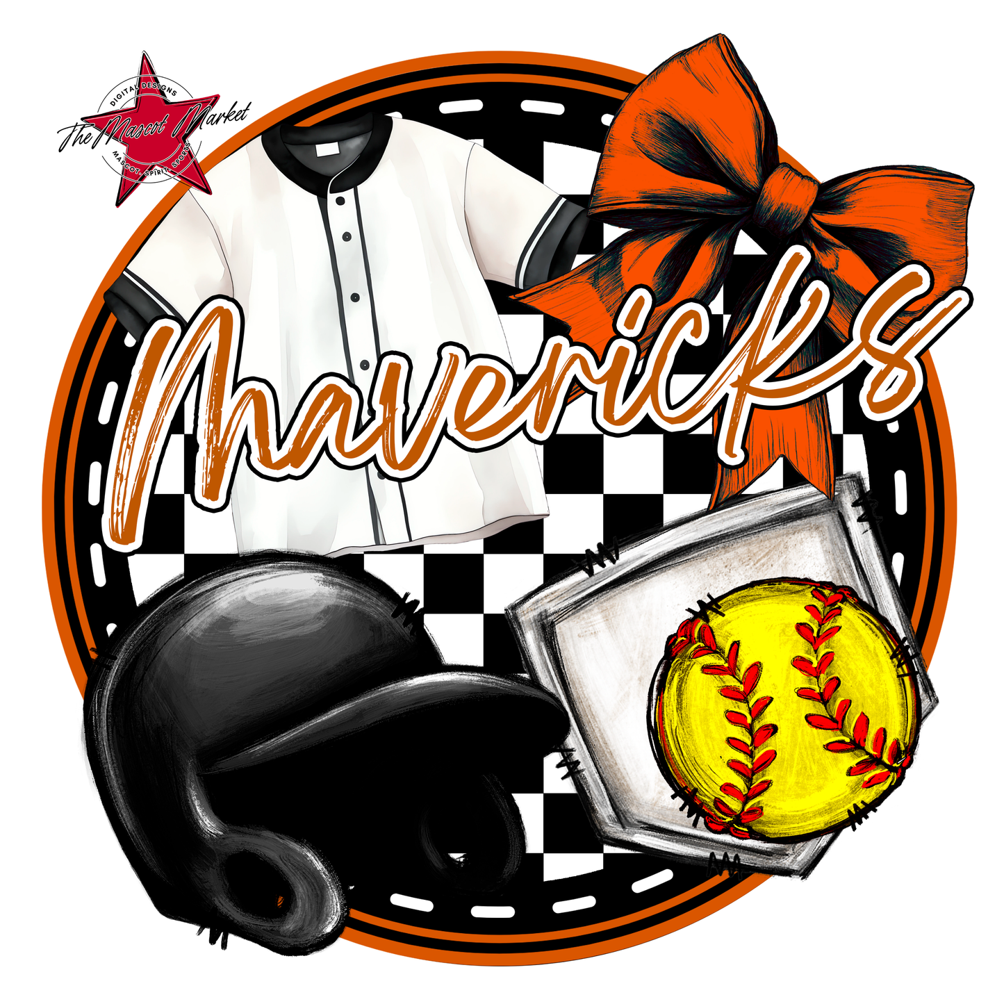 Mavericks Circle Softball Design-Burnt Orange