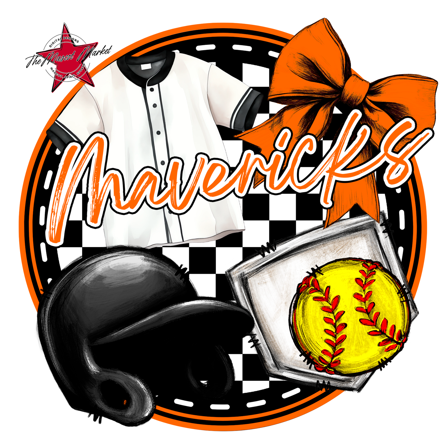 Mavericks Circle Softball Design-Orange