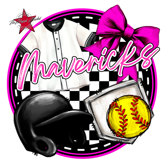 Mavericks Circle Softball Design-Pink