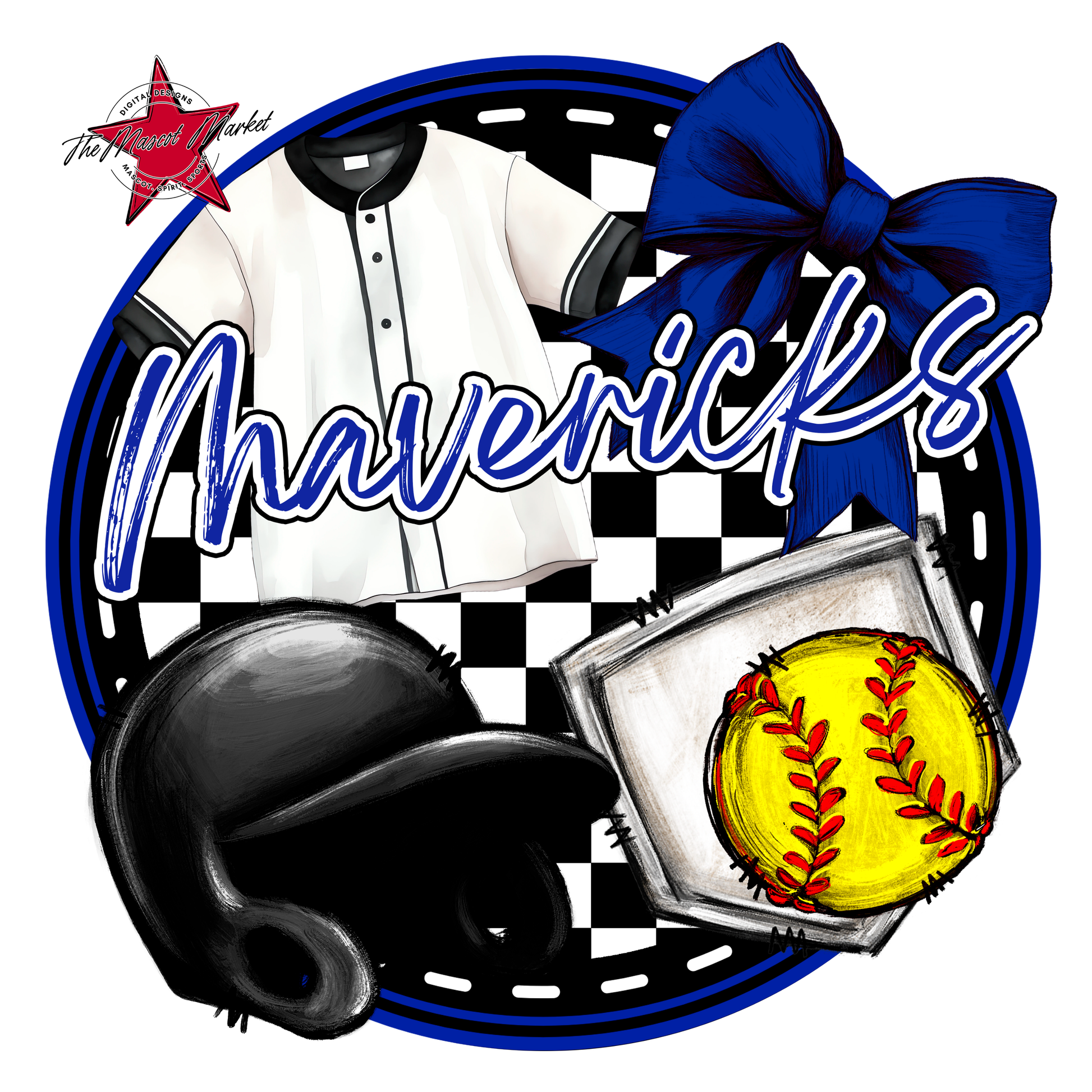 Mavericks Circle Softball Design-Royal Blue