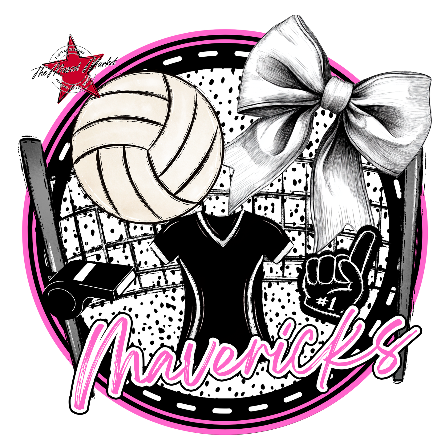 Mavericks Circle Volleyball Design-Baby Pink