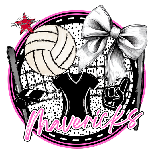 Mavericks Circle Volleyball Design-Baby Pink