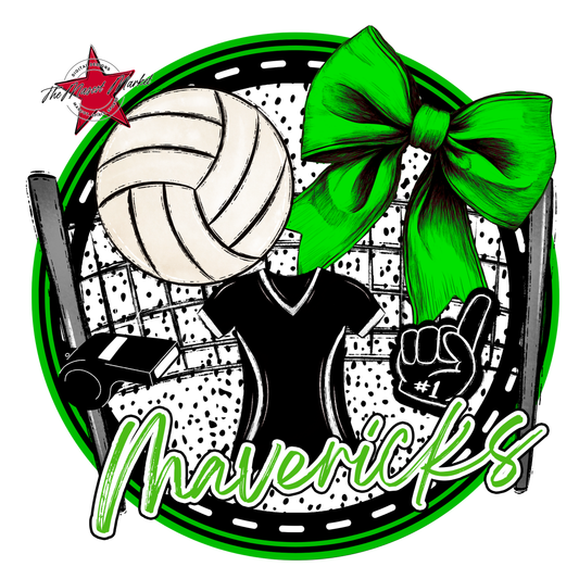Mavericks Circle Volleyball Design-Bright Green