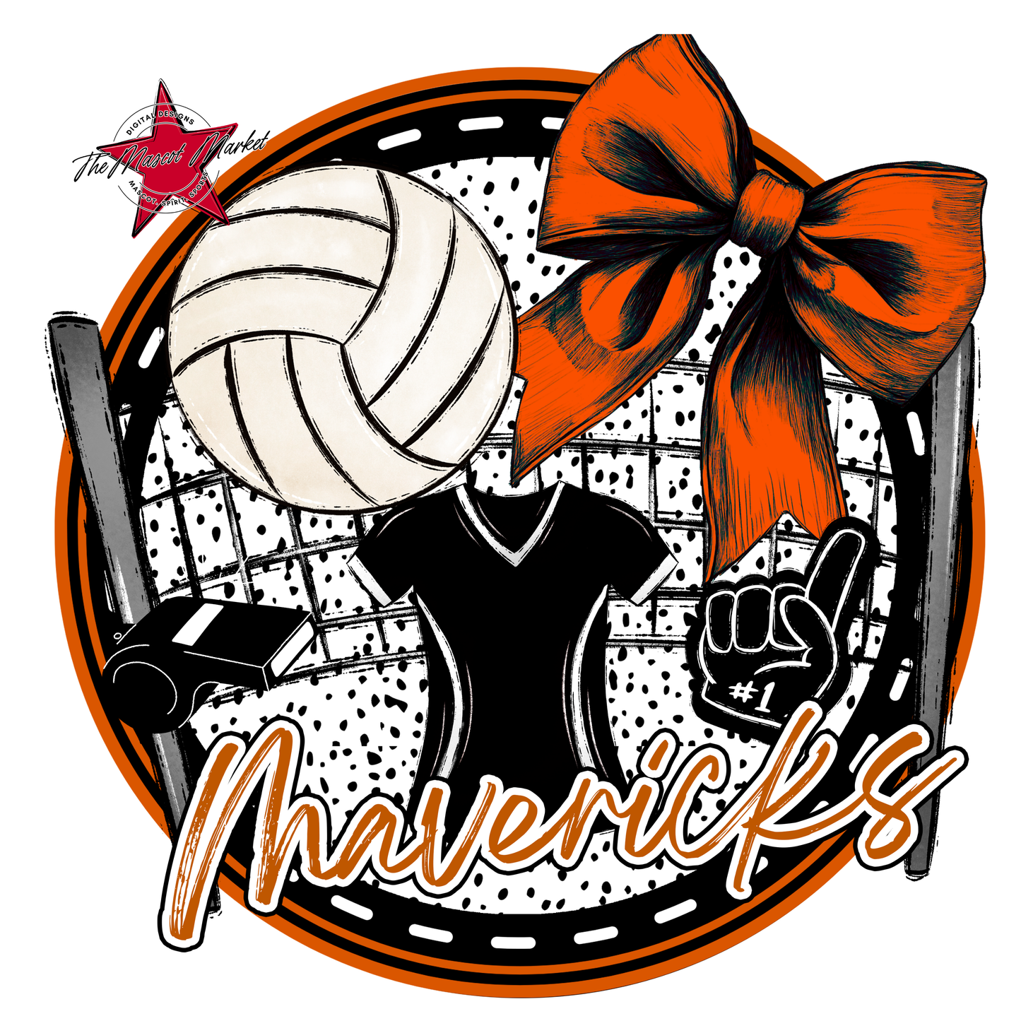 Mavericks Circle Volleyball Design-Burnt Orange