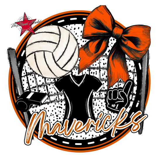 Mavericks Circle Volleyball Design-Burnt Orange