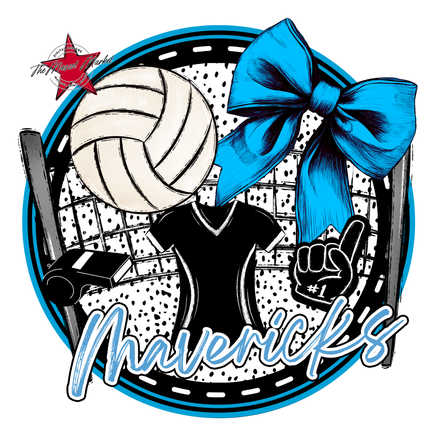 Mavericks Circle Volleyball Design-Carolina Blue