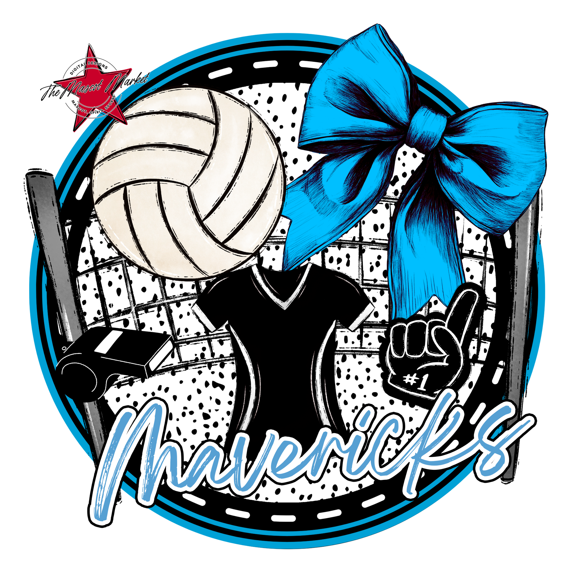 Mavericks Circle Volleyball Design-Carolina Blue