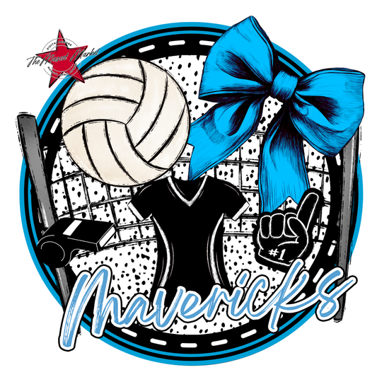 Mavericks Circle Volleyball Design-Carolina Blue