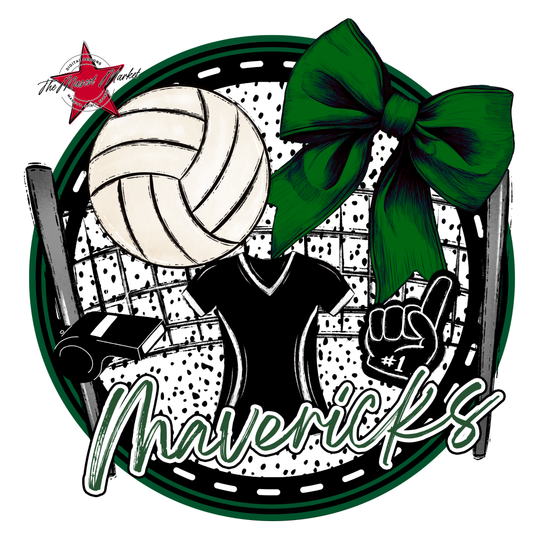 Mavericks Circle Volleyball Design-Green