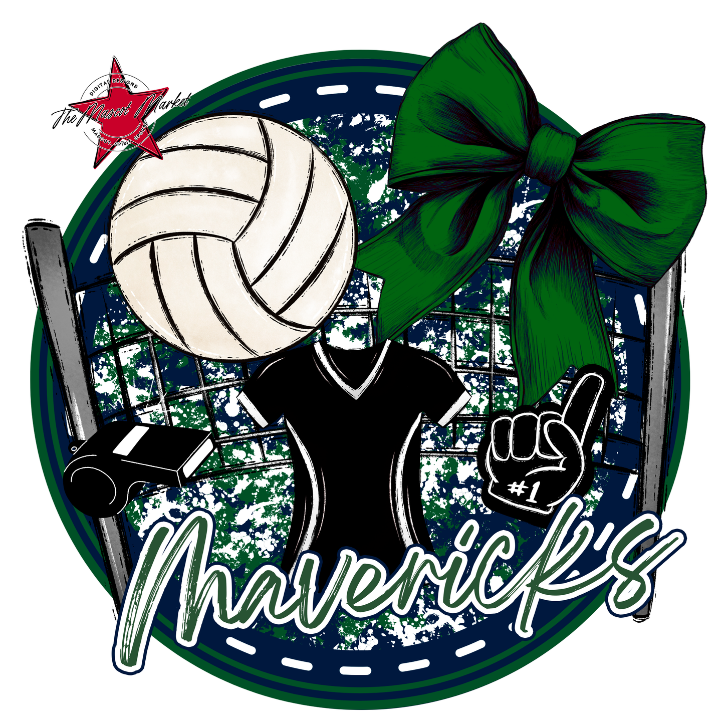 Mavericks Circle Volleyball Design-Navy-Green