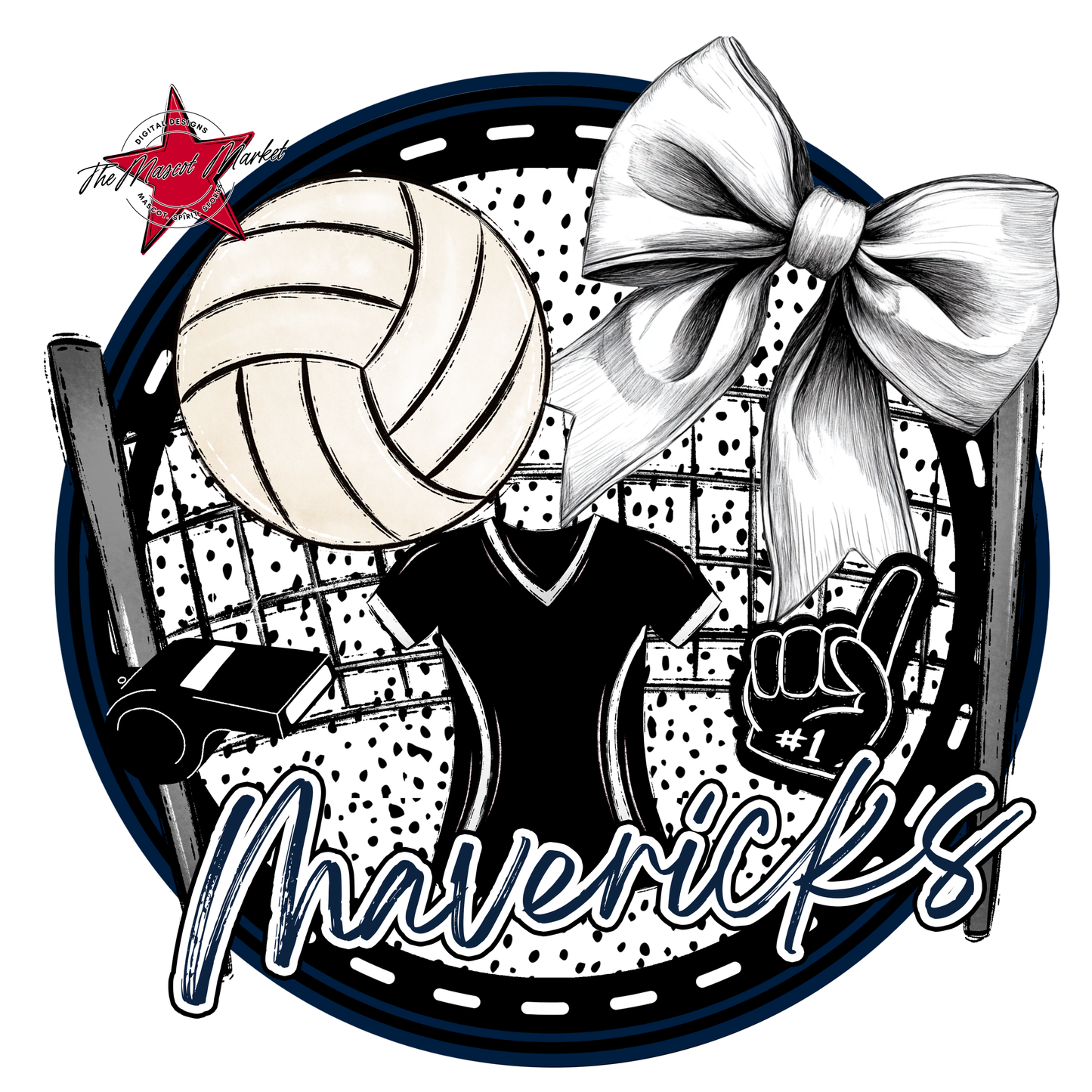 Mavericks Circle Volleyball Design-Navy