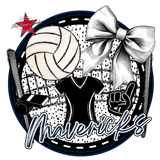 Mavericks Circle Volleyball Design-Navy