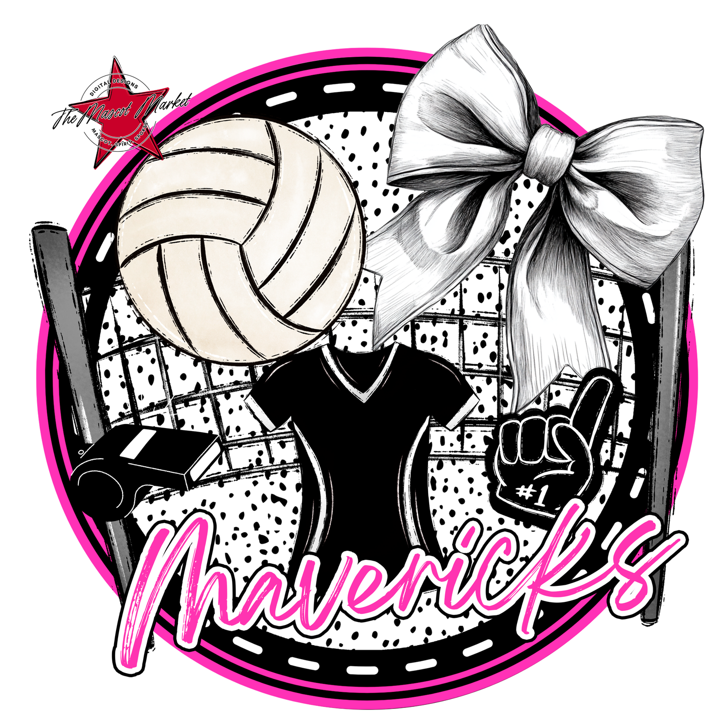 Mavericks Circle Volleyball Design-Pink