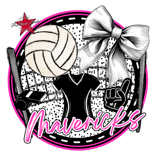 Mavericks Circle Volleyball Design-Pink
