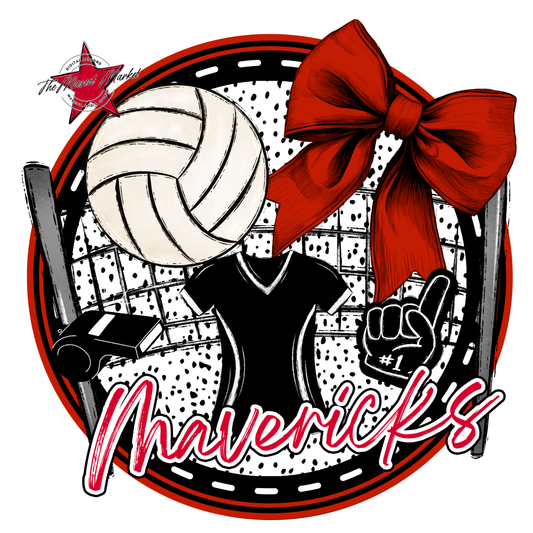 Mavericks Circle Volleyball Design-Red