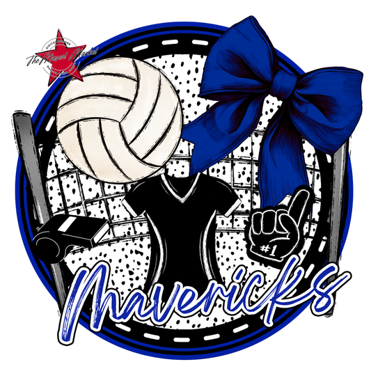 Mavericks Circle Volleyball Design-Royal Blue
