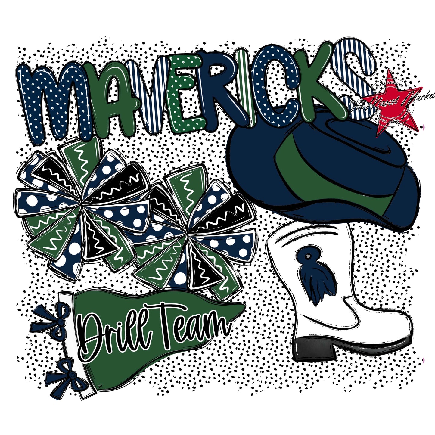 Mavericks Drillteam Spirit-Navy & Green