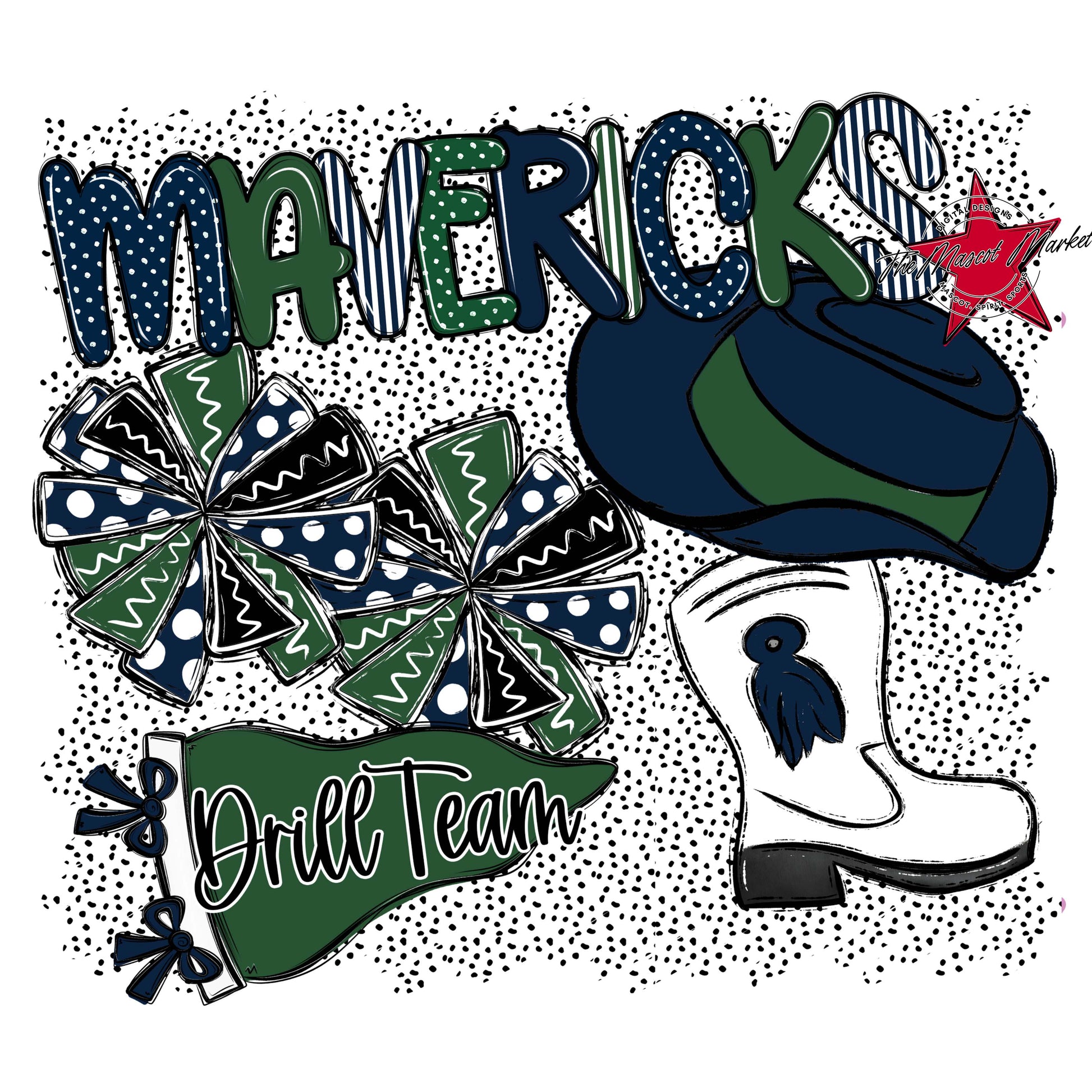 Mavericks Drillteam Spirit-Navy & Green