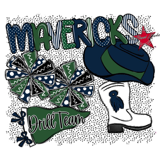 Mavericks Drillteam Spirit-Navy & Green