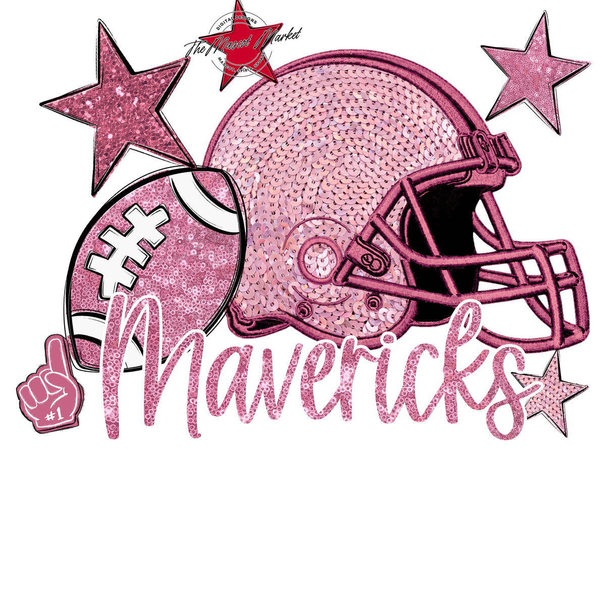 Mavericks Football Embroidered Sequins Design-Pink Out