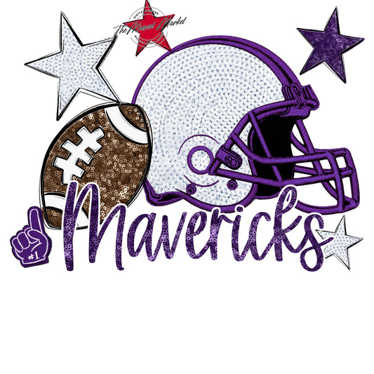 Mavericks Football Embroidered Sequins Design-Purple