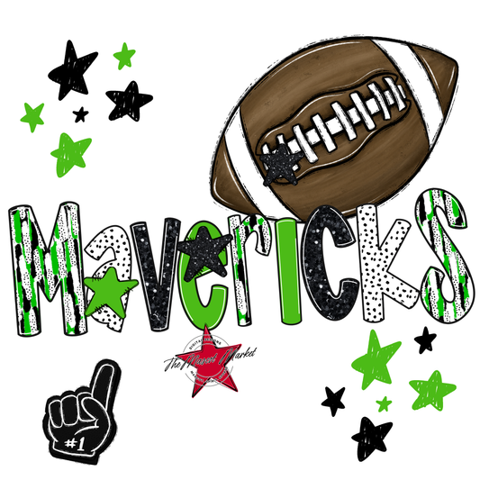 Mavericks Football Scrape-Bright Green