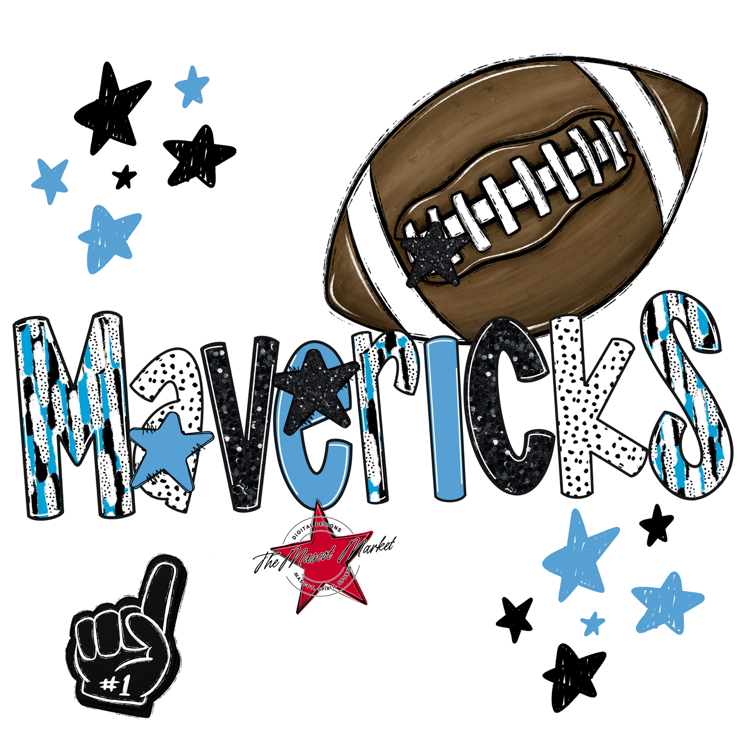 Mavericks Football Scrape-Carolina Blue