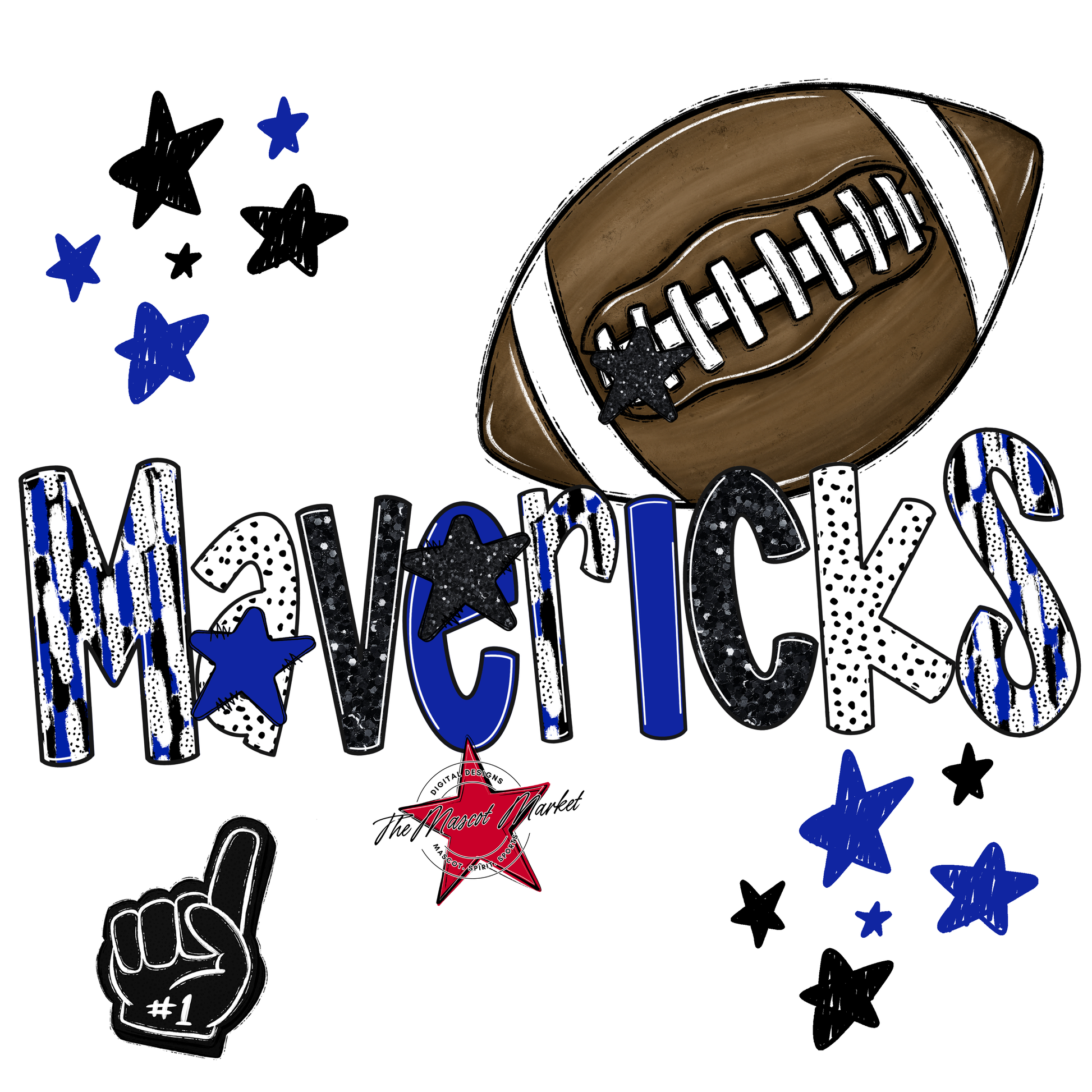 Mavericks Football Scrape-Royal Blue