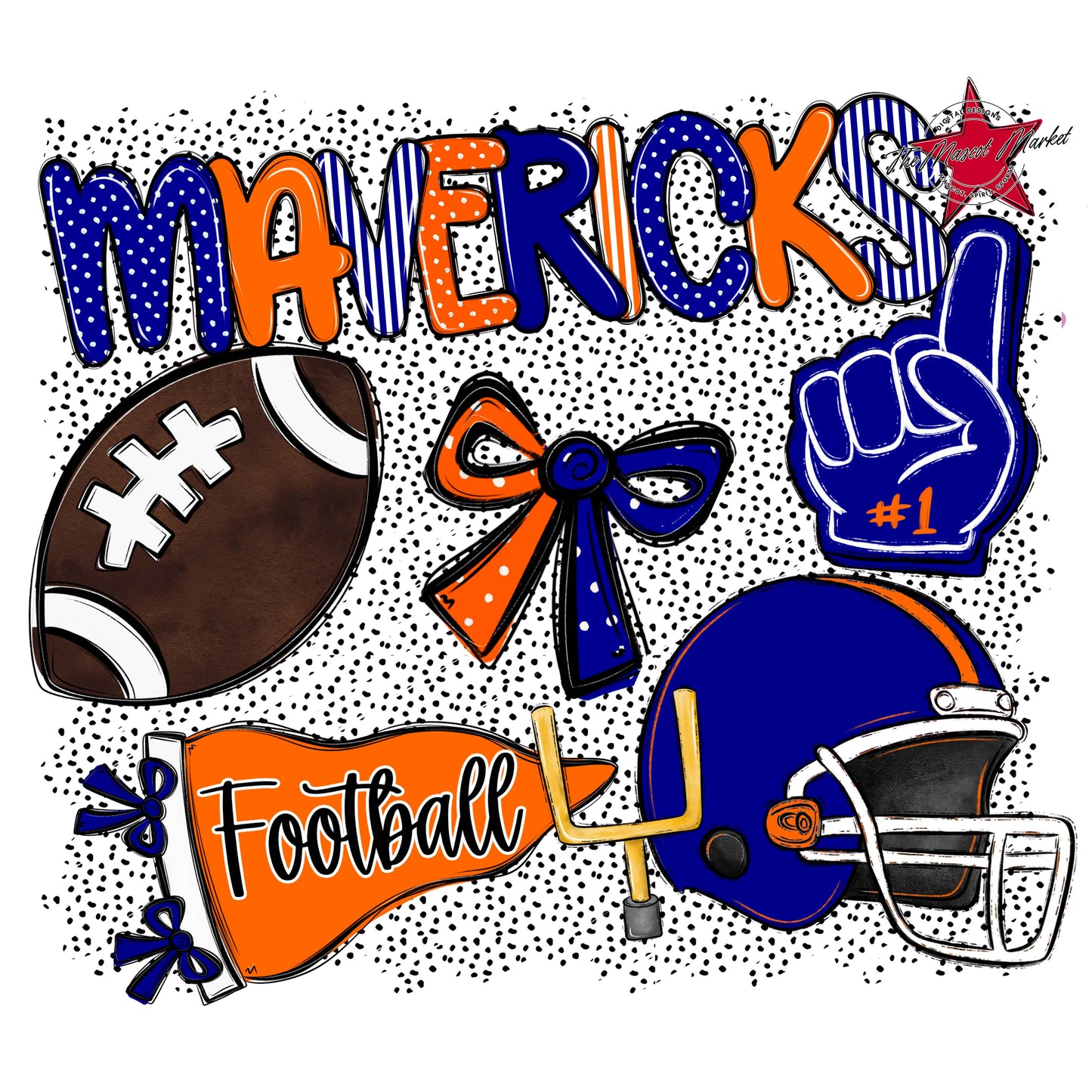 Mavericks Football Spirit-Blue & Orange
